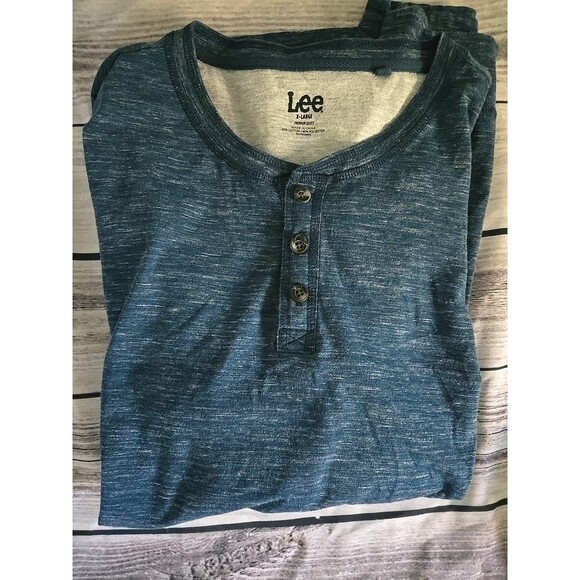 Lee Premium Select Men's XL Long Sleeve Shirt Blue 1/4 Button Up T Shirt Long - Picture 12 of 12